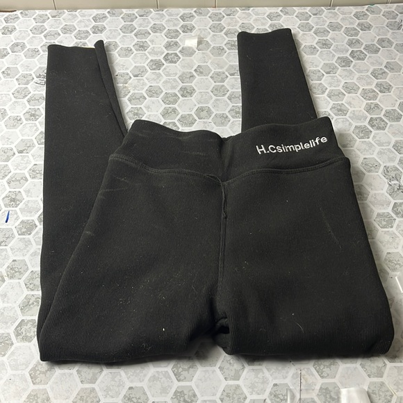 Small Black Elastic Waist Sherpa Lined Skinny Leggings - Picture 1 of 6